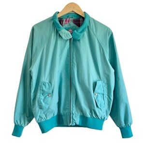 Vintage 80s Windbreaker Zip Up Teal Bomber Jacket